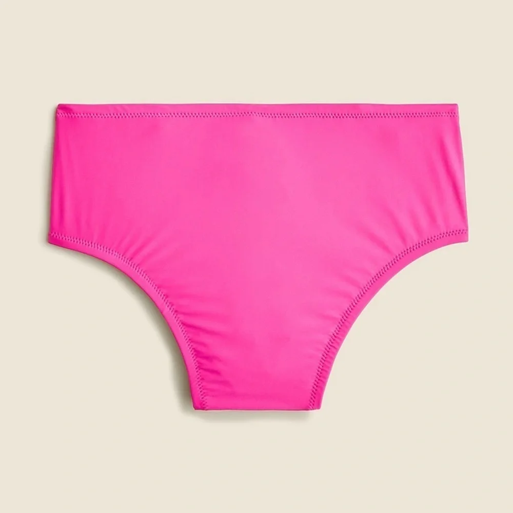J. Crew Womens High-Rise Full-Coverage Bikini Bottom Radiant Fuchsia Size XS NWT